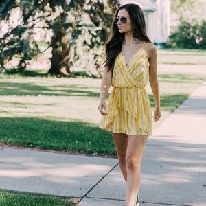 Striped Surplice Romper